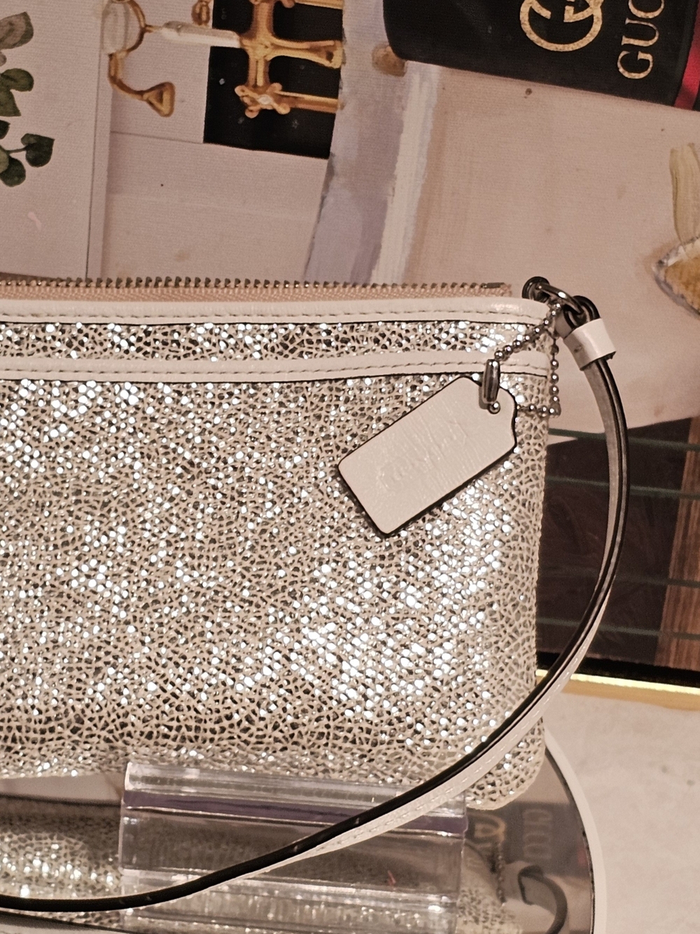 Coach Silver Glitter Wristlet Clutch - Picture 9 of 14